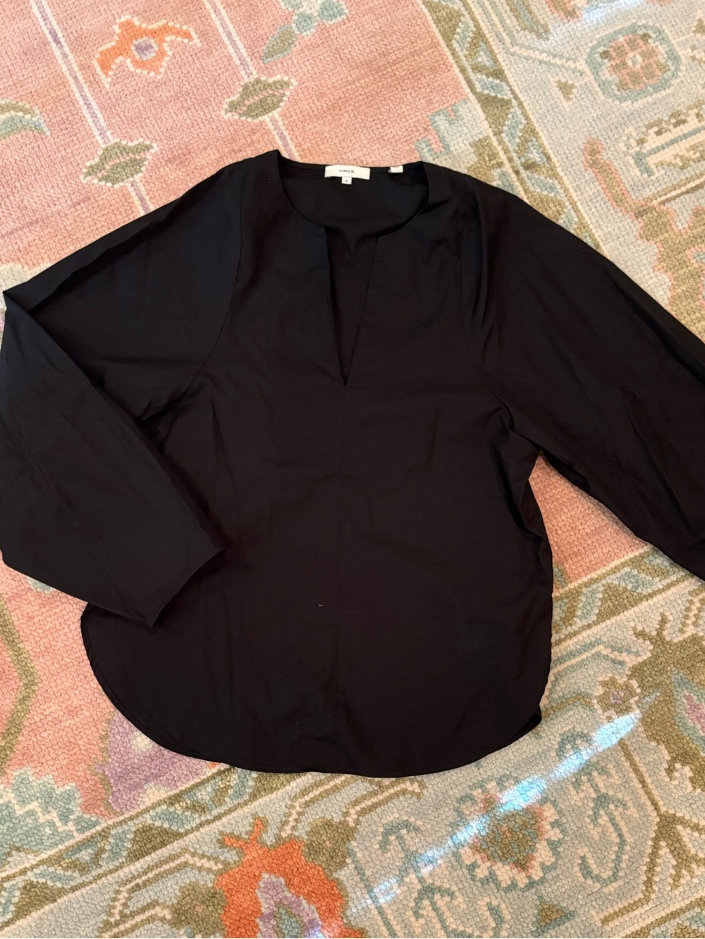 Vince split-neck blouse with barrel long sleeves size M like new